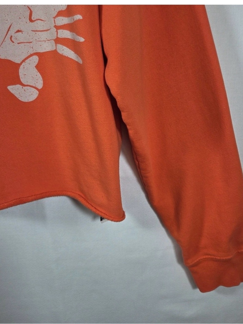 Retro Brand Orange Crab Graphic Raw Hem Sweatshirt Medium Made in USA Cotton - Picture 3 of 6